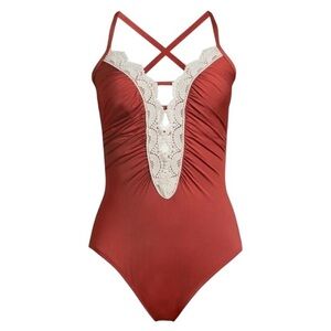 TIME AND TRU 🍊 orange and lace one piece swimsuit